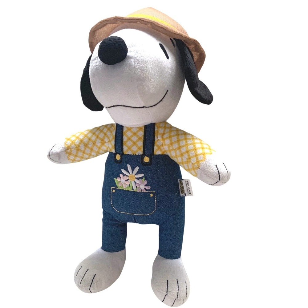 Peanuts Snoopy Gardener Plush 11" Flower Overalls Sun Hat Stuffed Dog